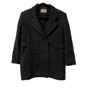 R. RAMBLERS VINTAGE COAT WOOL LINED WOMENS 10 GRAY 3/4 SLEEVE 3 BUTTON TIMELESS